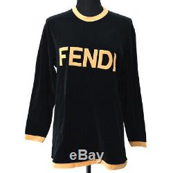 FENDI Vintage Logos Long Sleeve Tops Brown Black Italy #38 Authentic M14729