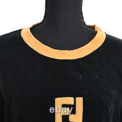 FENDI Vintage Logos Long Sleeve Tops Brown Black Italy Authentic 00806