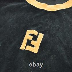 FENDI Vintage Logos Long Sleeve Tops Brown Black Italy Authentic 00806