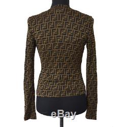 FENDI Vintage Long Sleeve Tops Camisole Set Black Brown Italy Authentic AK31576g