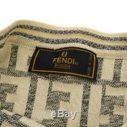 FENDI Vintage Zucca Pattern Long Sleeve Tops White Gray Italy AK31600b