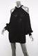 Fendi Womens Black Open-shoulder Long-sleeve Pleated Top Blouse Mini Dress Osfa