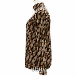 FENDI Zucca Long Sleeve Used Tops Brown Beige Velor Vintage Italy Auth #AC402