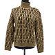 Fendi Zucca Pattern Long Sleeve Knit Tops Blouse Shirt Brown Black #46 35072