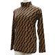 Fendi Zucca Pattern Long Sleeve Tops Brown Beige Velor Vintage Italy Auth #ac402