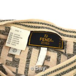 FENDI Zucca Round Neck Long Sleeve Knit Tops Shirt Light Pink Gray #44 AK36516