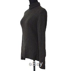 FENDI Zucca Turtle Neck Long Sleeve Knit Tops Shirt Brown Gray #42 AK38562