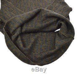 FENDI Zucca Turtle Neck Long Sleeve Knit Tops Shirt Brown Gray #42 AK38562