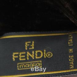 FENDI maglia Logos Long Sleeve Tops Brown Velor Vintage Italy Auth #GG328 I