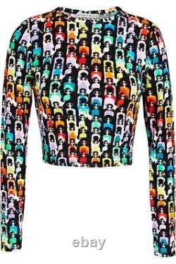 FUN! Alice + Olivia Delaina Stace Face Long-Sleeve Cropped Top size S, M, L