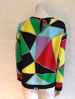 Fausto Puglisi Runaway long sleeve multicolor silk top Size I 40 UK 8 US 4-6