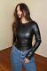 Faux Leather Long Sleeve Fitted Top Trendy Fashion