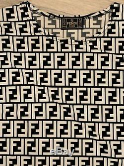 Fendi Black And White Logo Long Sleeved Top. Size M/L