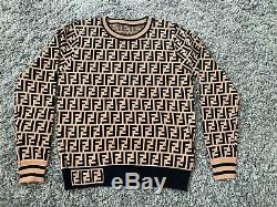 Fendi FF Logo Unisex Brown Long Sleeve Top Sweater One Size. Brand New
