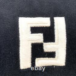 Fendi Vintage FF Logo Top Velvet Cotton Long Sleeve Black White Authentic