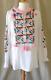 Figue White Embroidered Cotton Long Sleeve Tunic Top Size Medium Nwt