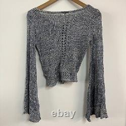 Free People Blue Crotchet Long Sleeve Top New With Tags Size XS RRP £140