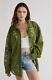 Free People Green Lace Ruby Oversize Jacket Top Shacket Button-down Size M New