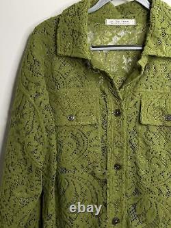 Free People Green Lace Ruby Oversize Jacket Top Shacket Button-down Size M NEW