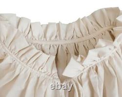French Style Viscose Ruffle Blouse Top With Pearl Button ONE SIZE