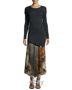 Fuzzi Multicolor Women's Long-sleeve Sweater Top With Mesh Skirt Wool Dress New M