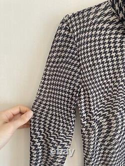 GANNI brown checkered print stretch-mesh turtleneck top Size 36 UK 8 BNWT