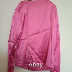 GAUGE81 Blouse Boat Neck Bright Pink Ladies Long Sleeve Top L NEW RRP300
