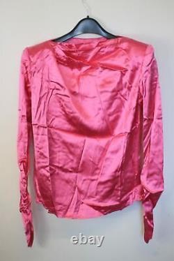 GAUGE 81 Ladies Pink Satin Long Sleeve Boat Neck Modena Top Size S NEW