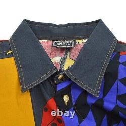 GIANNI VERSACE Front Opening Long Sleeve Tops Shirt Mustard #L 77655