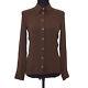 Gianni Versace Front Opening Long Sleeve Tops Shirt Brown #40 Authentic 00235