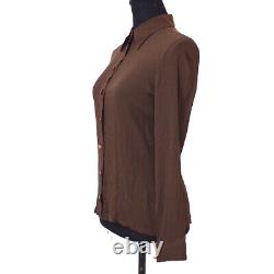 GIANNI VERSACE Front Opening long Sleeve Tops Shirt Brown #40 Authentic 00235