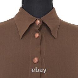 GIANNI VERSACE Front Opening long Sleeve Tops Shirt Brown #40 Authentic 00235