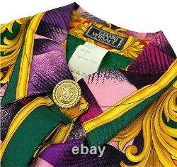 GIANNI VERSACE Vintage Medusa Logo Silk Shirt Tops #42 Multicolor RankAB