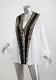 Givenchy White Chiffon Chevron Stripe Draped Long-sleeve Blouse Top Shirt M