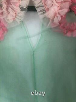 GUCCI $1400 Green Pink Silk Organza Ruffle Peter Pan Collar LS Blouse Top 40/2/4