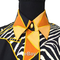 GUCCI Animal Print Long Sleeve Tops Shirt God Black Silk #40 Y03726d