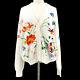 Gucci Flower Pattern Cardigan Tops #40 White 100% Cotton Authentic Y04134b