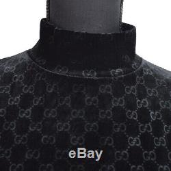 GUCCI High Neck GG Pattern Long Sleeve Tops Shirt Black Italy Authentic AK28073