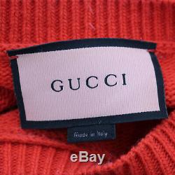 GUCCI Logos Diamond Long Sleeve Tops Size XS Red Wool Italy Authentic #II174 I