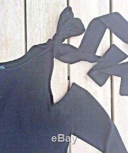 GUCCI black viscose COLD SHOULDER Long Sleeve Knit top/Shirt L