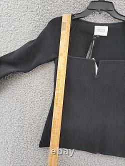 Galvan Freya Long Sleeve Top Women's L Black Wide Square Notch Neck Pullover
