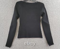 Galvan Freya Long Sleeve Top Women's L Black Wide Square Notch Neck Pullover