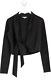 Ganni Black Long Sleeve Wrap Baxter Top Uk 10