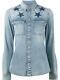 Givenchy Blue Star Printed Denim Long Sleeve Shirt/blouse/top Size 42 $1,130