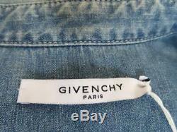 Givenchy Blue Star Printed Denim Long Sleeve Shirt/Blouse/Top Size 42 $1,130