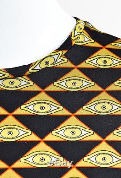 Givenchy Yellow Black & White Jersey Knit Long Sleeve Eye Print Top SZ 38