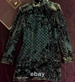 GorgeousBALMAIN X H&M Silk-blend Velvet Dress Blouse Top Size 12 Limited Green
