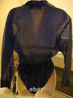 Gorgeous Nwt Blue Silk Donna Karan Body Suit Top