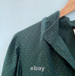 Gucci Blouse 40 Vintage Green White Polka Dot Shirt Long Sleeve Top