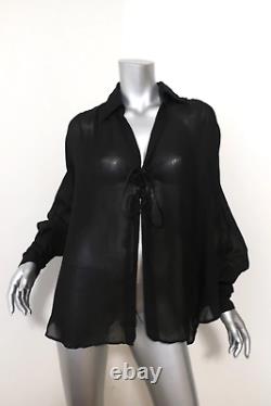 Gucci Tom Ford Lace-Up Blouse Black Size 38 Long Sleeve Shirt Top